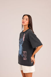 FOX נשים חולצה קצרה חולצה ממותגת סטיץ' דיסני חולצה ממותגת סטיץ' דיסני