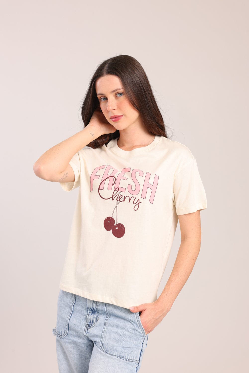 FOX נשים חולצה חולצת טריקו עם הדפס חולצת טריקו עם הדפס