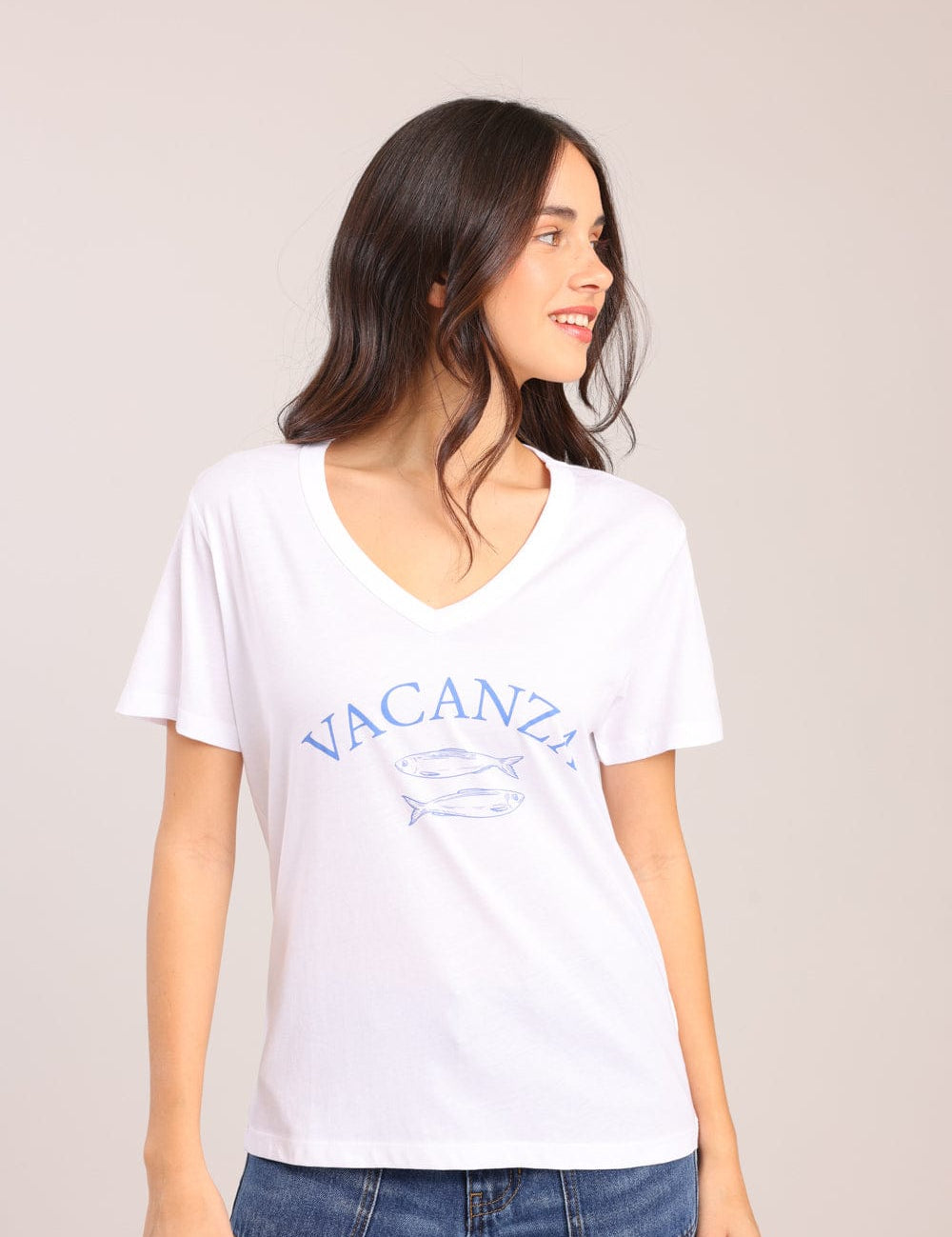 FOX נשים חולצה חולצה V עם הדפס חולצה V עם הדפס