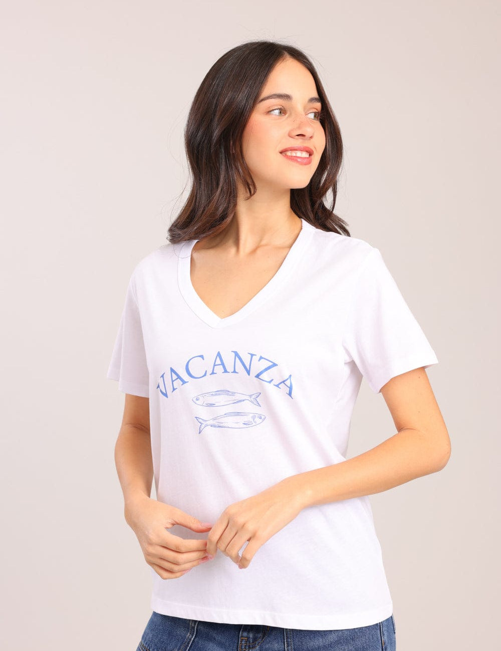 FOX נשים חולצה חולצה V עם הדפס חולצה V עם הדפס