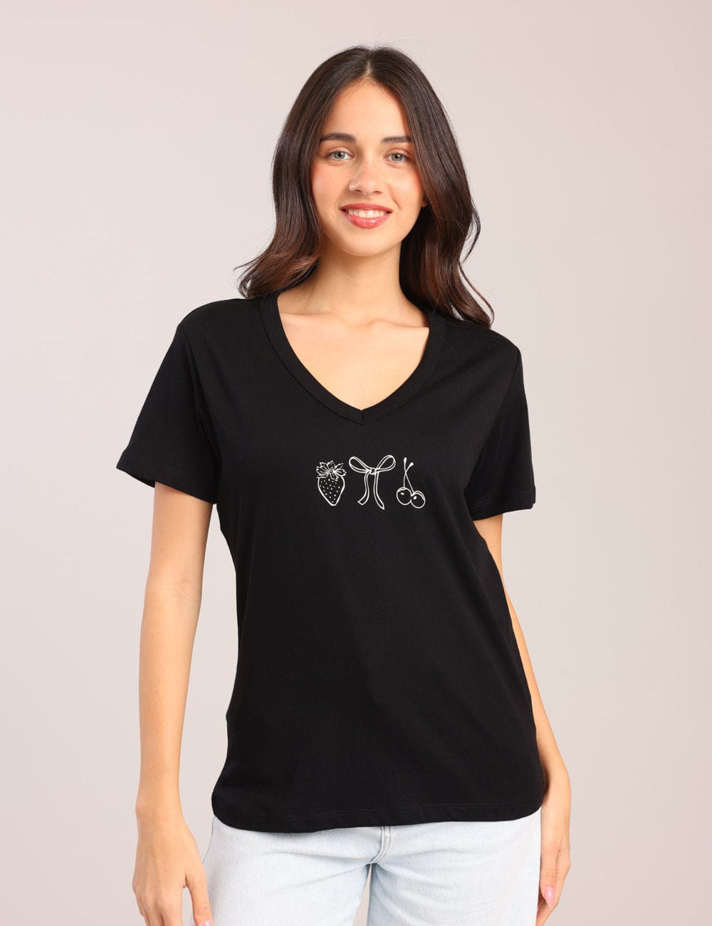 FOX נשים חולצה חולצת V עם הדפס חולצת V עם הדפס