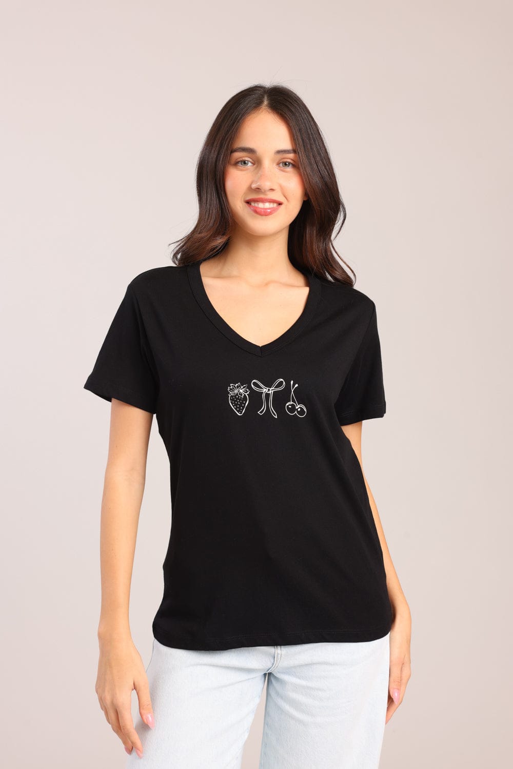 FOX נשים חולצה חולצת V עם הדפס חולצת V עם הדפס