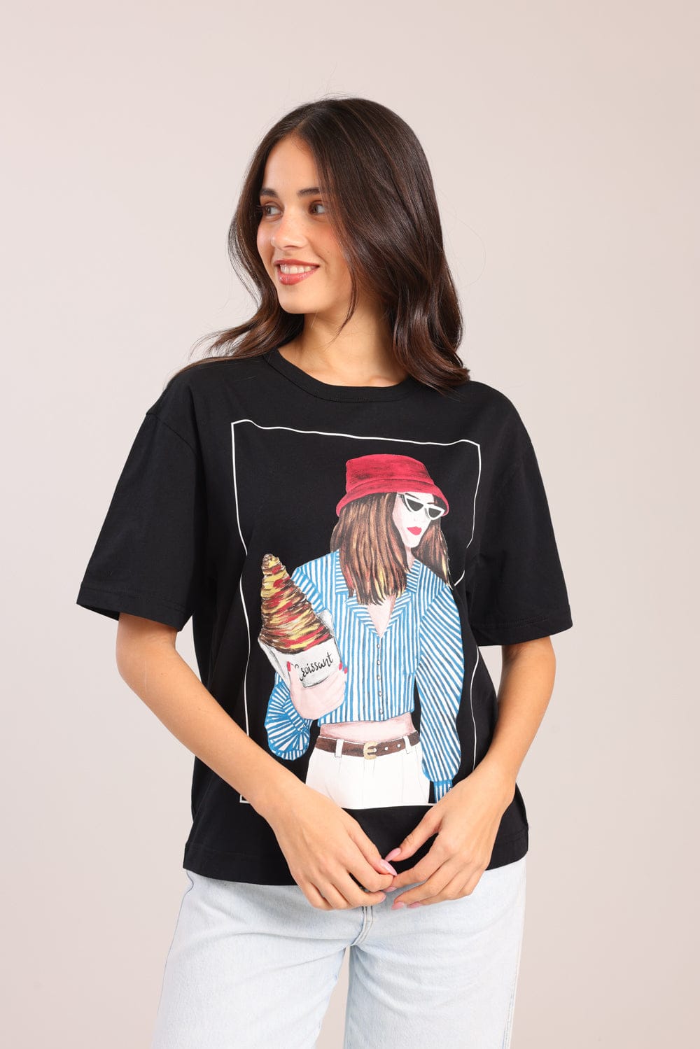 FOX נשים חולצה חולצה עם הדפס חולצה עם הדפס