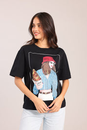 FOX נשים חולצה חולצה עם הדפס חולצה עם הדפס