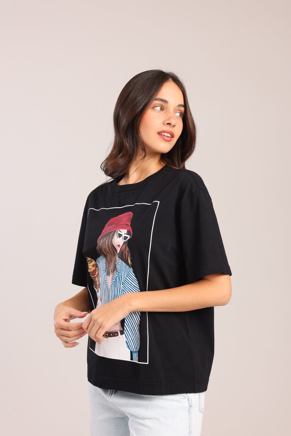 FOX נשים חולצה חולצה עם הדפס חולצה עם הדפס