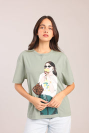 FOX נשים חולצה חולצה עם הדפס חולצה עם הדפס