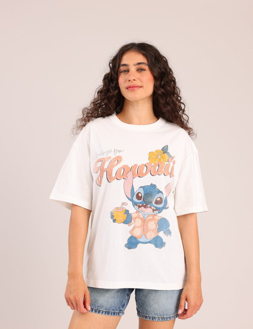 FOX נשים חולצה קצרה חולצה ממותגת סטיץ' דיסני חולצה ממותגת סטיץ' דיסני