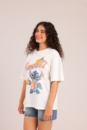 FOX נשים חולצה קצרה חולצה ממותגת סטיץ' דיסני חולצה ממותגת סטיץ' דיסני