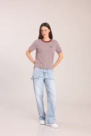 FOX נשים חולצה חולצה עם הדפס פסים חולצה עם הדפס פסים