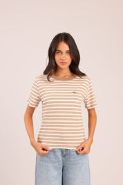 FOX נשים חולצה קצרה חולצת טריקו פסים חולצת טריקו פסים