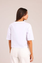 FOX נשים חולצה קצרה חולצה עם רקמה חולצה עם רקמה