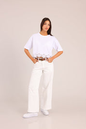 FOX נשים חולצה קצרה חולצה עם רקמה חולצה עם רקמה