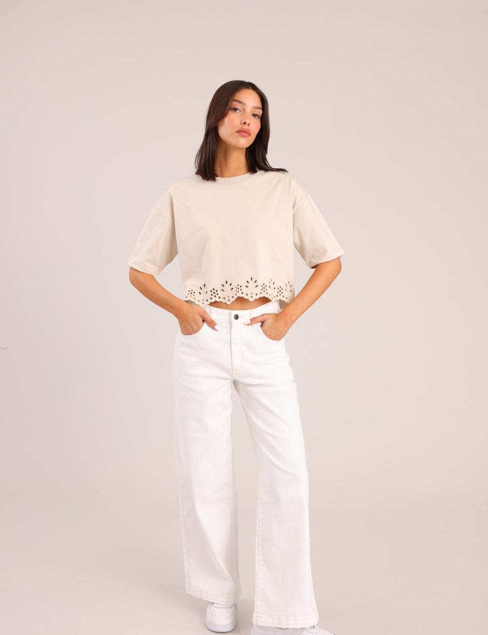 FOX נשים חולצה קצרה חולצה עם רקמה חולצה עם רקמה