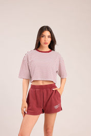 FOX נשים חולצה קצרה חולצה עם פסים חולצה עם פסים