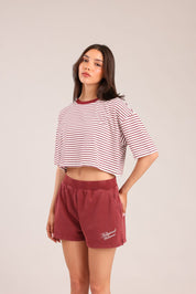 FOX נשים חולצה קצרה חולצה עם פסים חולצה עם פסים