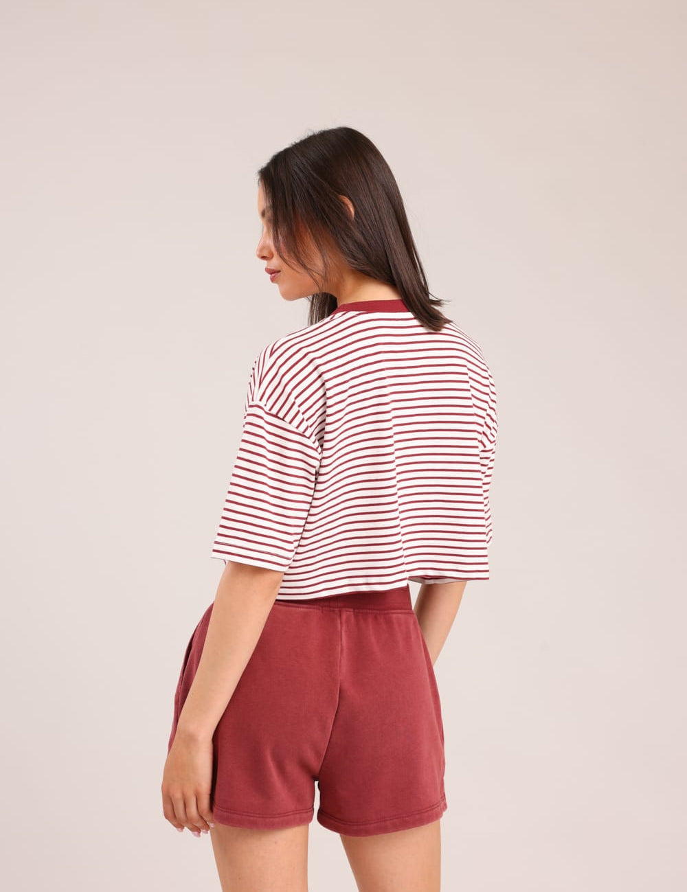 FOX נשים חולצה קצרה חולצה עם פסים חולצה עם פסים