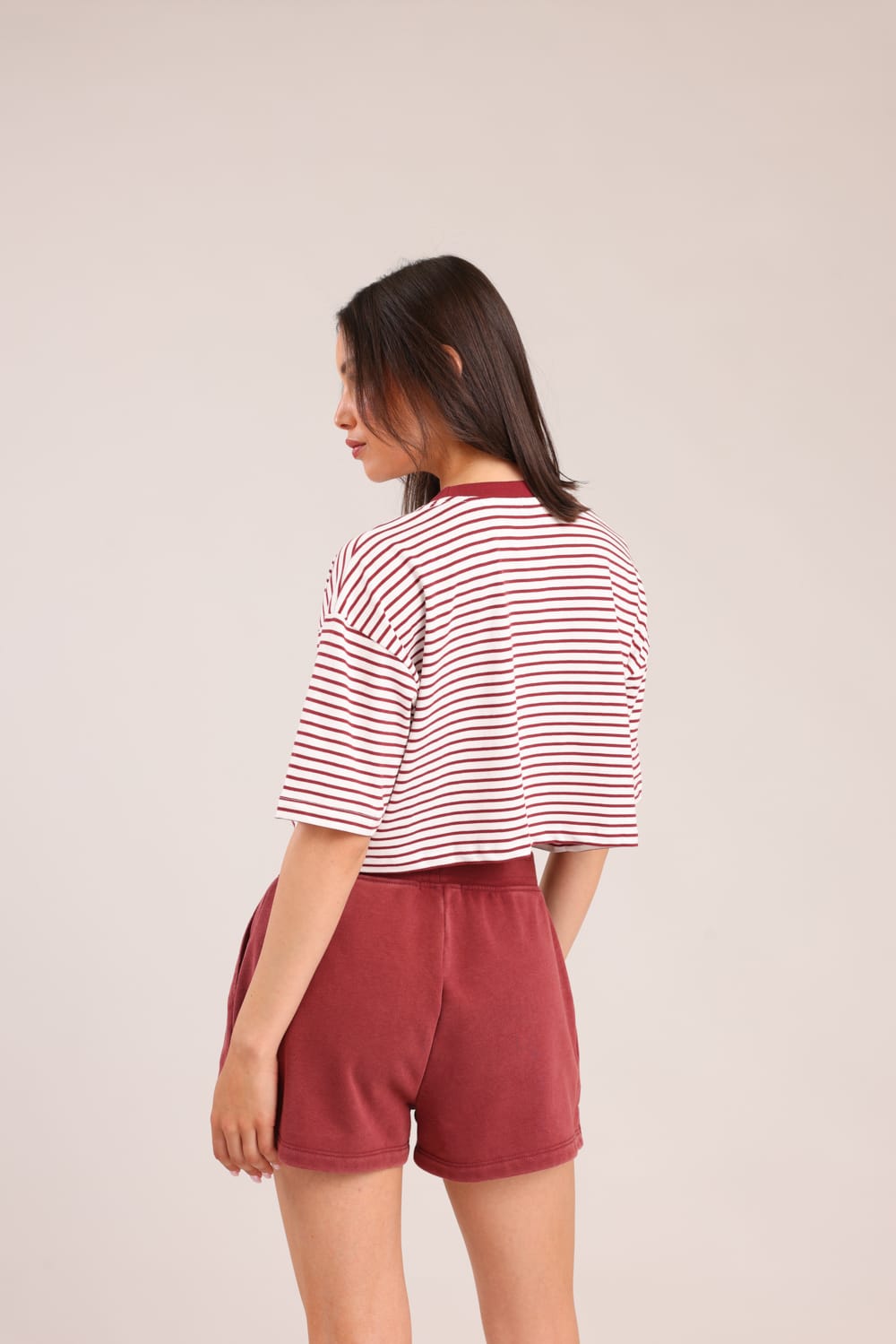 FOX נשים חולצה קצרה חולצה עם פסים חולצה עם פסים