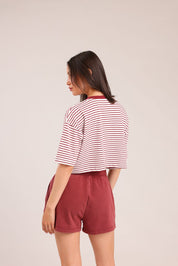 FOX נשים חולצה קצרה חולצה עם פסים חולצה עם פסים