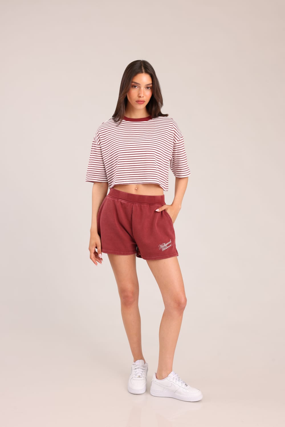 FOX נשים חולצה קצרה חולצה עם פסים חולצה עם פסים