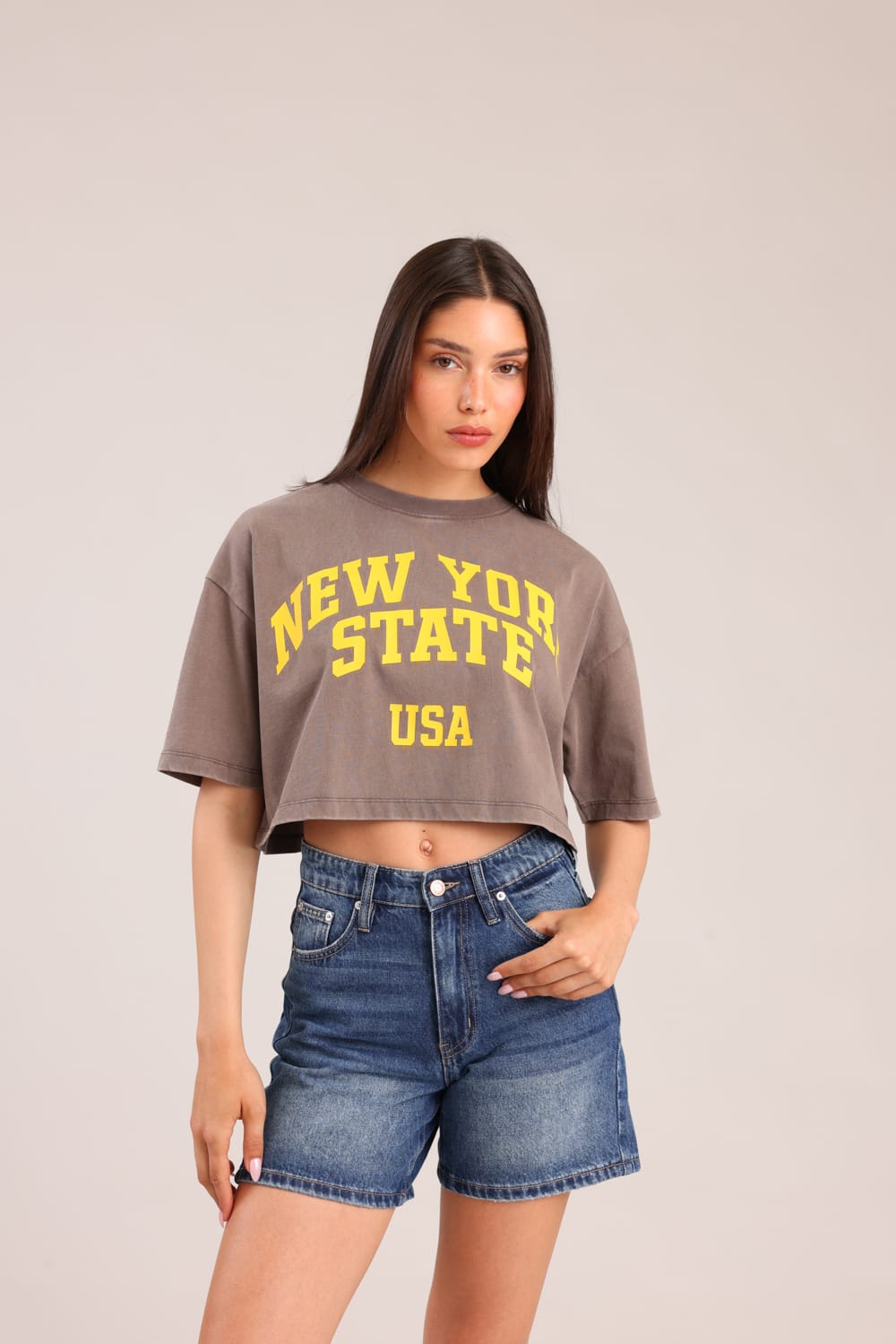 FOX נשים חולצה קצרה חולצה עם הדפס חולצה עם הדפס