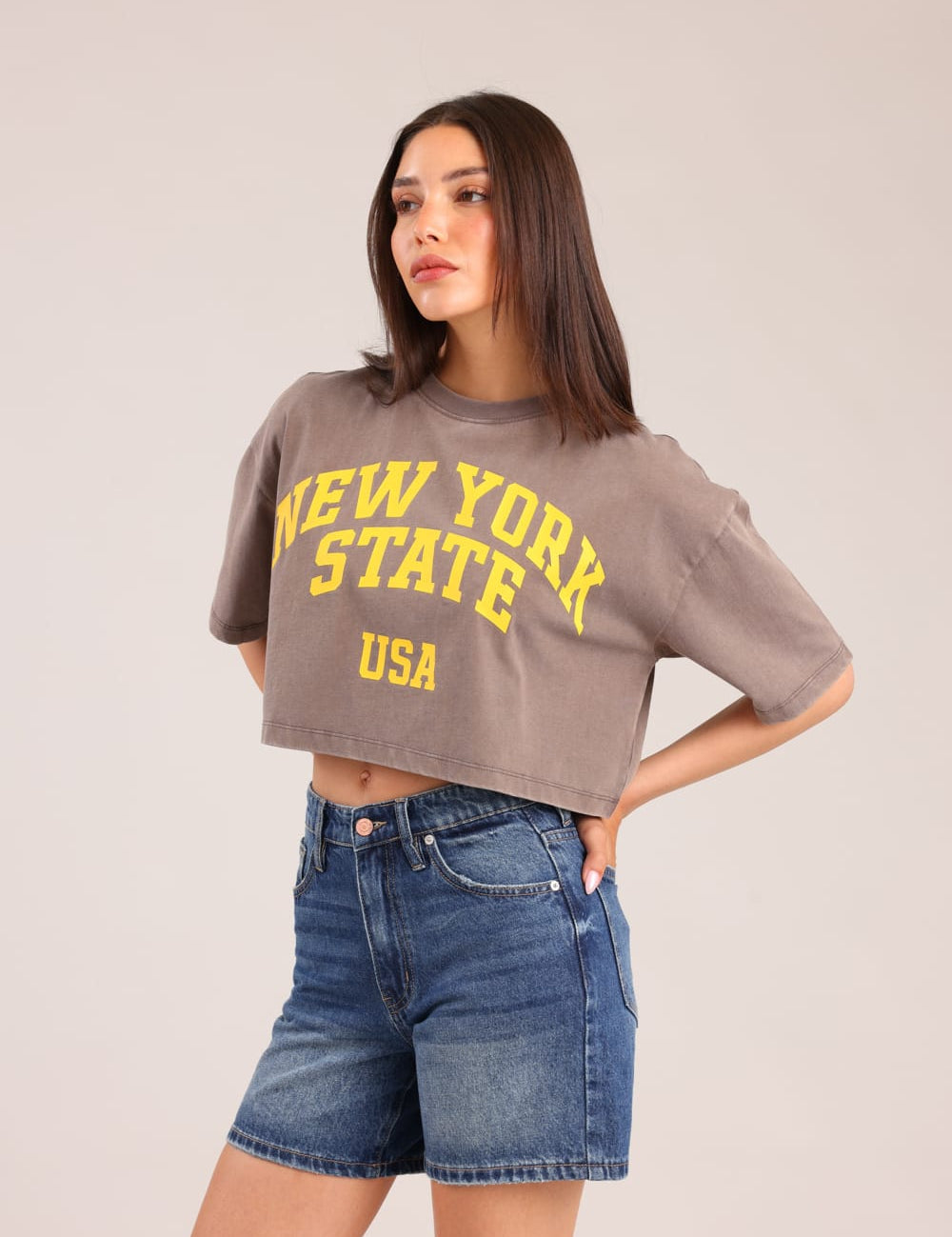 FOX נשים חולצה קצרה חולצה עם הדפס חולצה עם הדפס