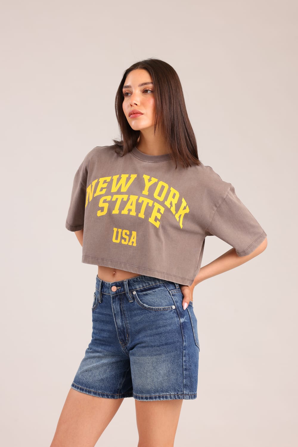 FOX נשים חולצה קצרה חולצה עם הדפס חולצה עם הדפס