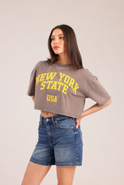 FOX נשים חולצה קצרה חולצה עם הדפס חולצה עם הדפס