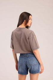 FOX נשים חולצה קצרה חולצה עם הדפס חולצה עם הדפס