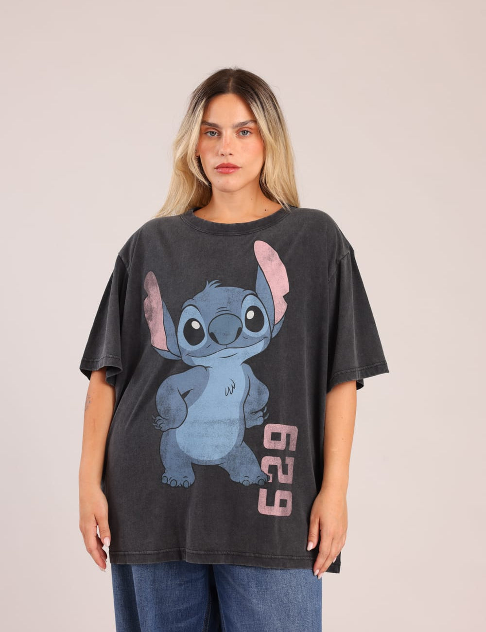 FOX פלאס נשים חולצה קצרה חולצה ממותגת סטיץ' דיסני חולצה ממותגת סטיץ' דיסני