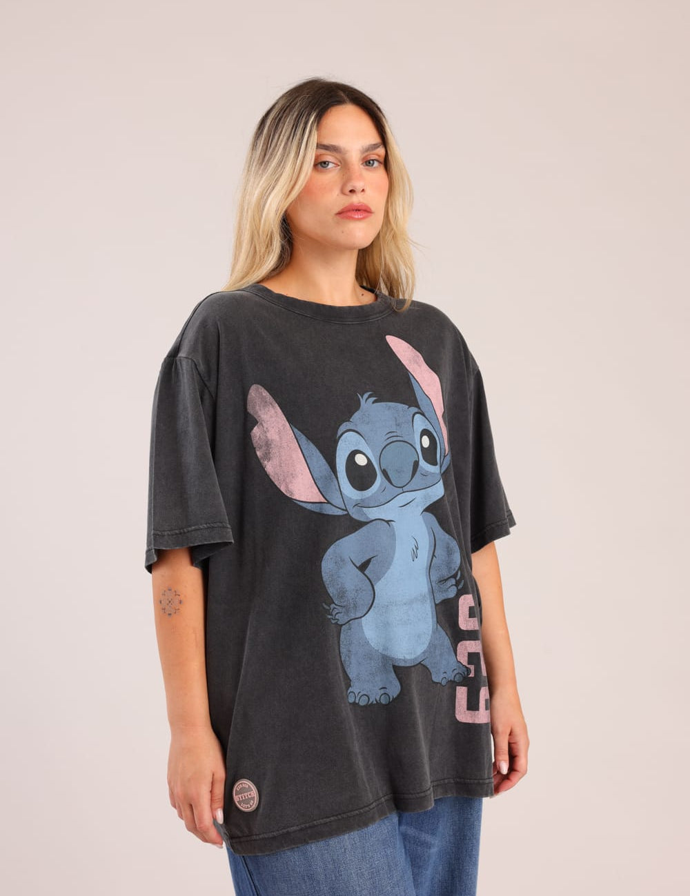 FOX פלאס נשים חולצה קצרה חולצה ממותגת סטיץ' דיסני חולצה ממותגת סטיץ' דיסני