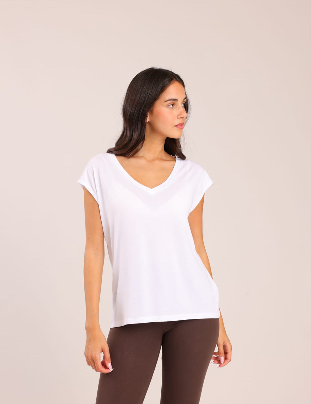 FOX נשים חולצה קצרה חולצת בייסיק חלקה חולצת בייסיק חלקה