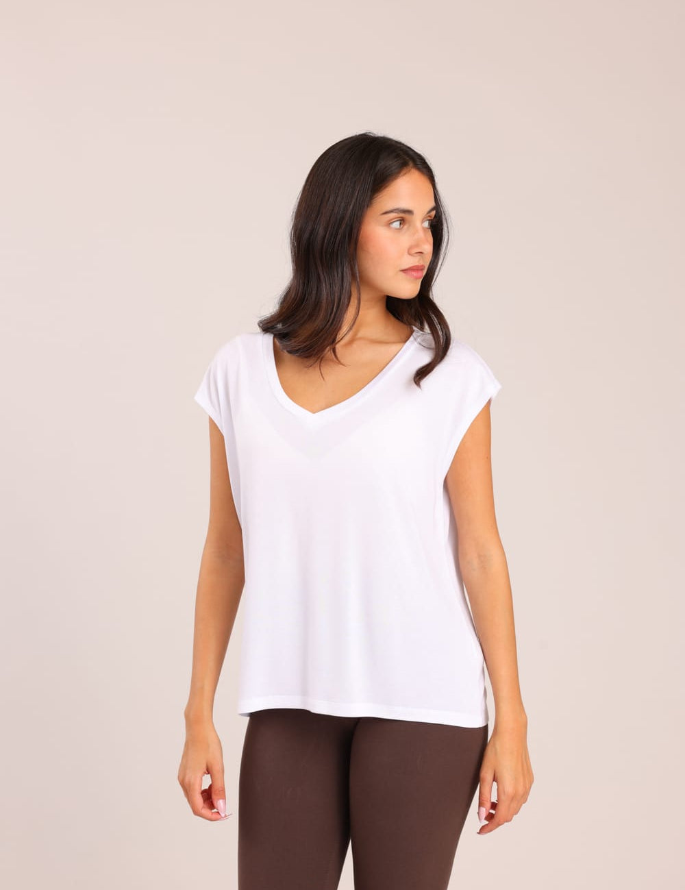 FOX נשים חולצה קצרה חולצת בייסיק חלקה חולצת בייסיק חלקה