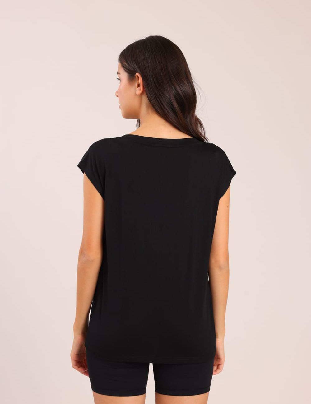 FOX נשים חולצה קצרה חולצת בייסיק חלקה חולצת בייסיק חלקה