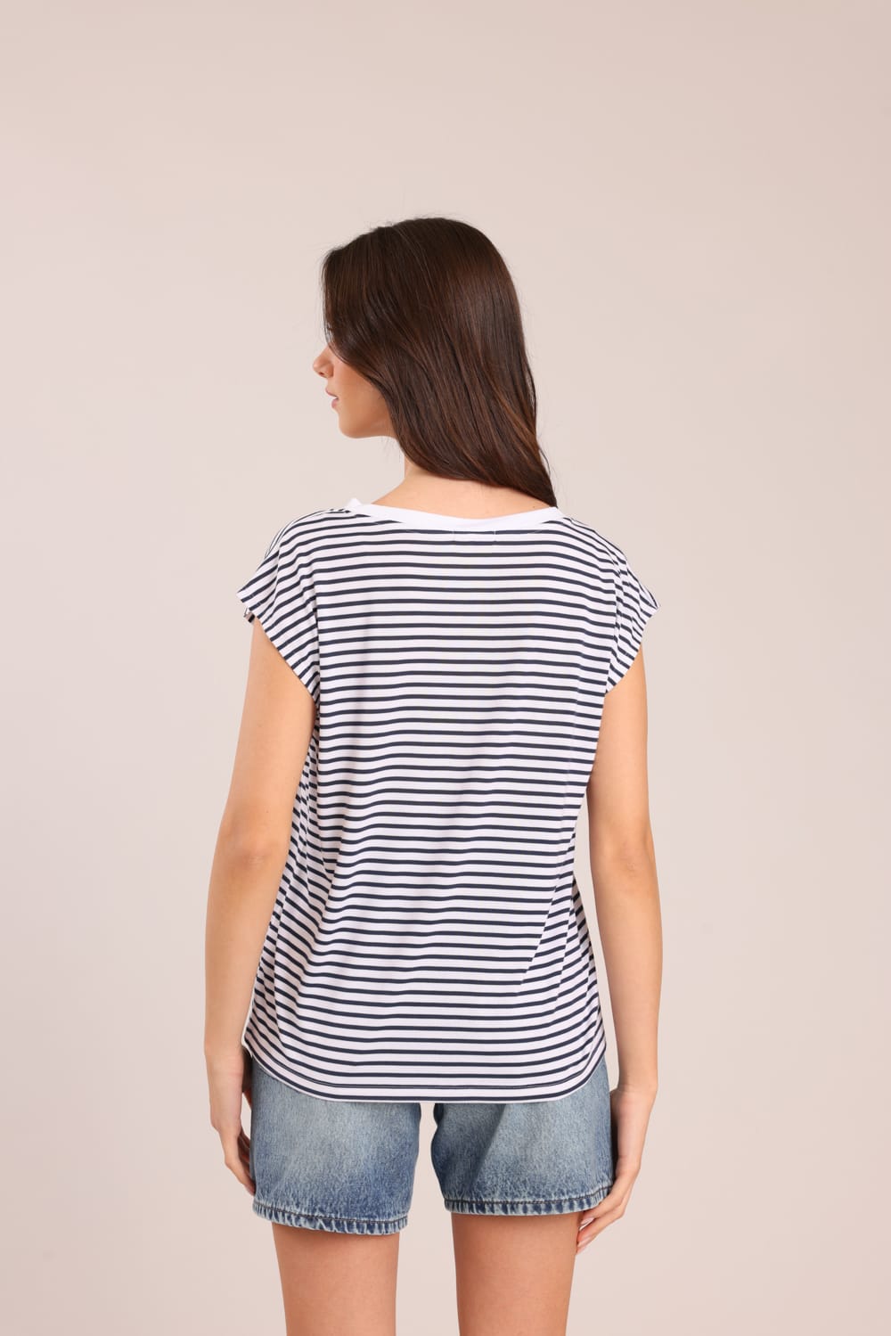 FOX נשים חולצה קצרה חולצת בייסיק עם פסים חולצת בייסיק עם פסים