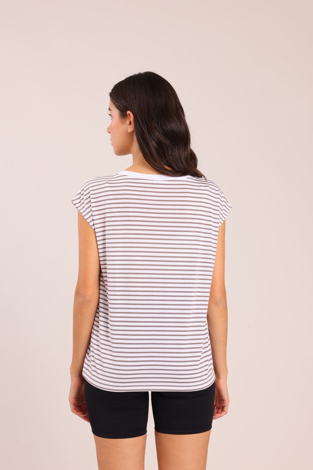 FOX נשים חולצה קצרה חולצת בייסיק עם פסים חולצת בייסיק עם פסים