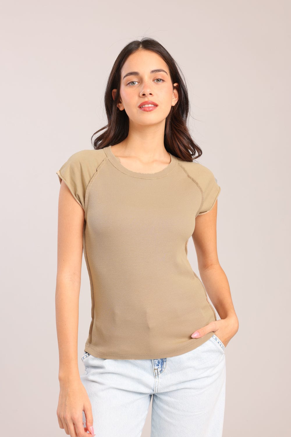 FOX נשים חולצה חולצה חלקה חולצה חלקה