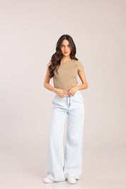 FOX נשים חולצה חולצה חלקה חולצה חלקה