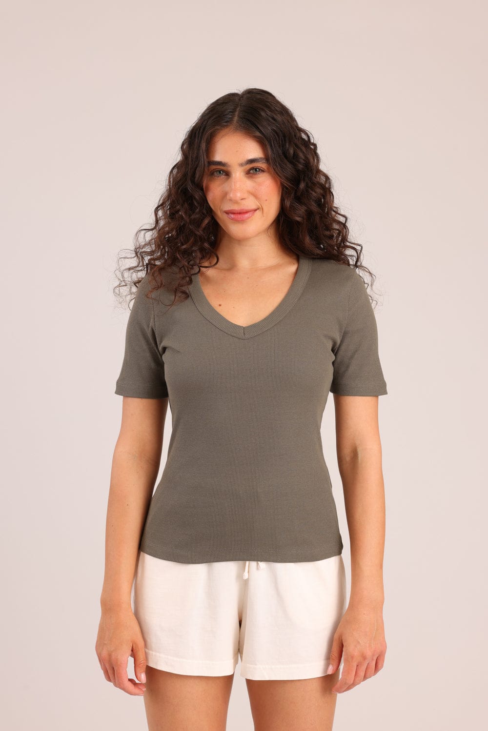 FOX FOX חולצה קצרה חולצת בייסיק חלקה חולצת בייסיק חלקה