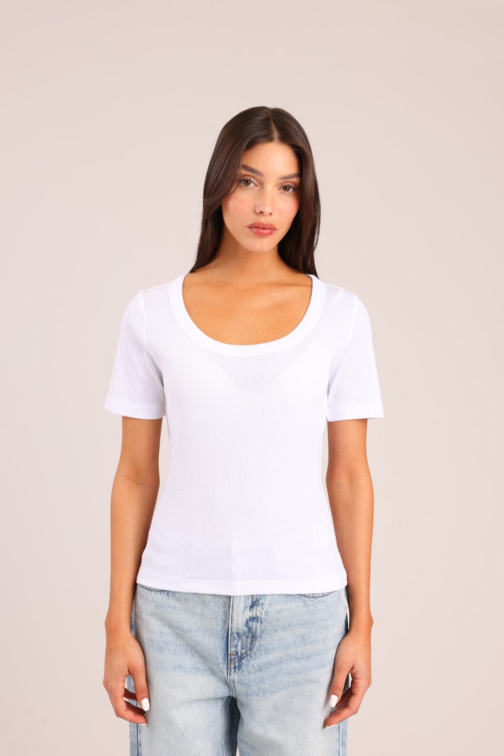 FOX נשים חולצה קצרה חולצת טריקו בייסיק חולצת טריקו בייסיק