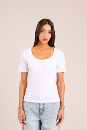 FOX נשים חולצה קצרה חולצת טריקו בייסיק חולצת טריקו בייסיק