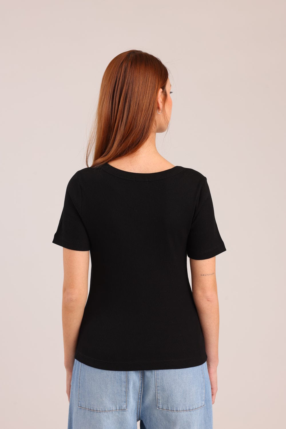 FOX נשים חולצה קצרה חולצת טריקו בייסיק חולצת טריקו בייסיק