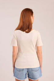 FOX נשים חולצה קצרה חולצת טריקו בייסיק חולצת טריקו בייסיק