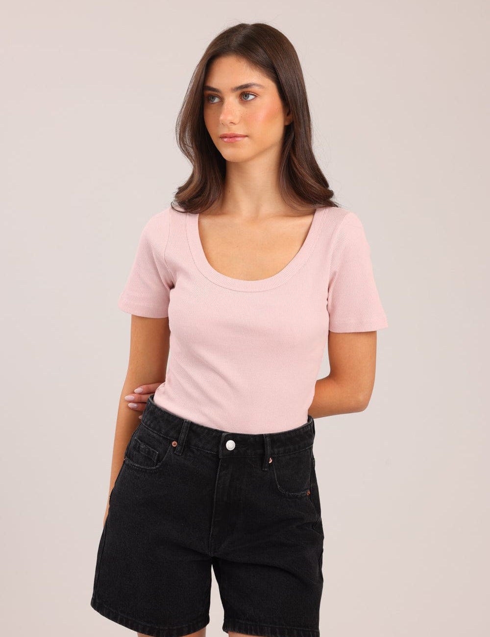 FOX נשים חולצה חולצת טריקו בייסיק חולצת טריקו בייסיק