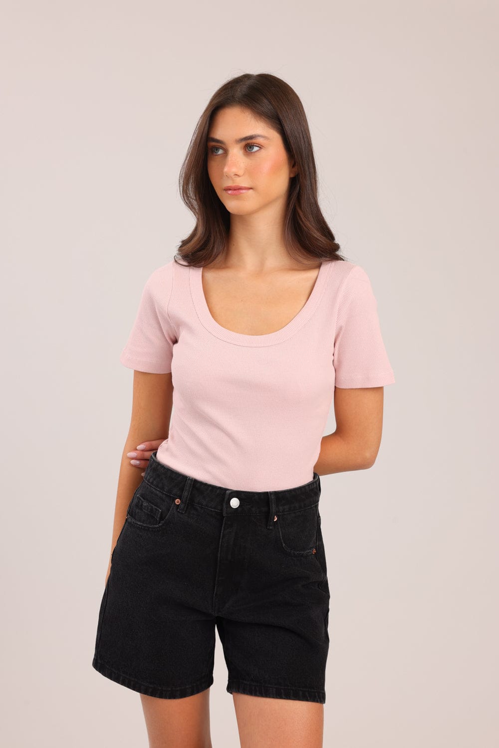 FOX נשים חולצה חולצת טריקו בייסיק חולצת טריקו בייסיק