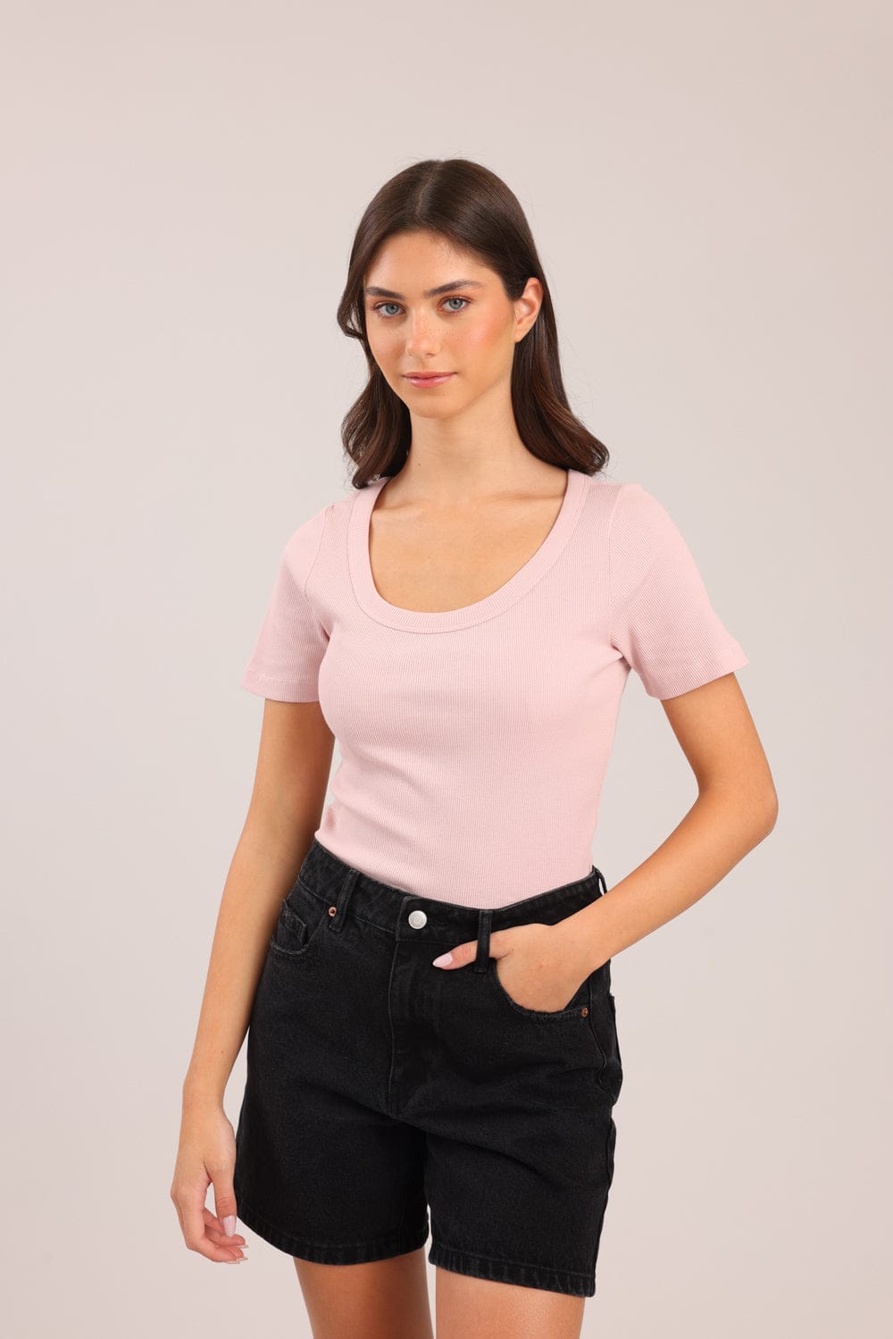 FOX נשים חולצה חולצת טריקו בייסיק חולצת טריקו בייסיק