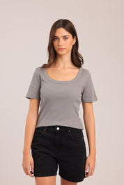 FOX נשים חולצה חולצת טריקו בייסיק חולצת טריקו בייסיק