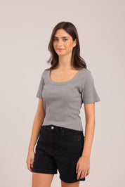 FOX נשים חולצה חולצת טריקו בייסיק חולצת טריקו בייסיק