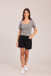 FOX נשים חולצה חולצת טריקו בייסיק חולצת טריקו בייסיק