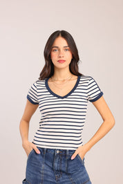 FOX נשים חולצה חולצת טריקו עם פסים חולצת טריקו עם פסים