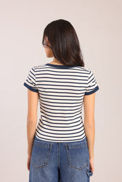 FOX נשים חולצה חולצת טריקו עם פסים חולצת טריקו עם פסים